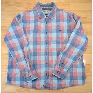 Flag & Anthem Mens XL Plaid Button Down Shirt Blue Red SM20WS723V Long Sleeve